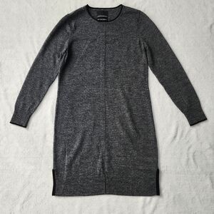 CYNTHIA ROWLEY Women's Merino Wool Sweater‎ Dress Black Grey Melange Medium Cozy